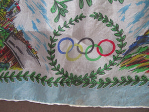 Vintage 1956 Australian Olympic Games Melbourne Souvenir Silk Scarf