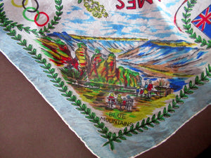 Vintage 1956 Australian Olympic Games Melbourne Souvenir Silk Scarf