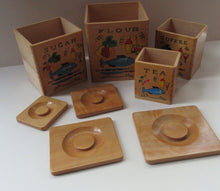 Load image into Gallery viewer, 1950&#39;s INTERSTACKING Wooden Food Kitchen Storage boxes.
