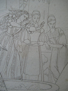 Sir Joseph Noel Paton Pen and Ink Drawing. Medieval Subject for Illustration