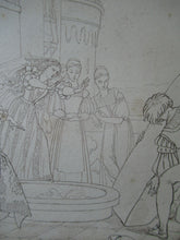 Load image into Gallery viewer, Sir Joseph Noel Paton Pen and Ink Drawing. Medieval Subject for Illustration
