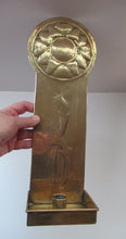 Load image into Gallery viewer, Antique Arts and Crafts Brass Wall Sconce with Candle Holder. Simple Sunflower Design
