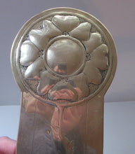 Load image into Gallery viewer, Antique Arts and Crafts Brass Wall Sconce with Candle Holder. Simple Sunflower Design
