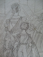 Load image into Gallery viewer, Sir Joseph Noel Paton Pen and Ink Drawing. Medieval Subject for Illustration
