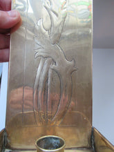 Load image into Gallery viewer, Antique Arts and Crafts Brass Wall Sconce with Candle Holder. Simple Sunflower Design
