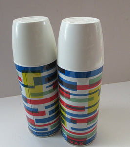 1960s VAX Thermos Flask or Vaccum Flask. Geometric Abstract Pattern