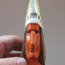 Load image into Gallery viewer,  Porcelain SMOKING Head Ashtray and Match Holder by Schafer &amp; Vater.  NATIVE AMERICAN CHIEF
