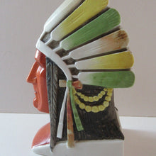 Load image into Gallery viewer,  Porcelain SMOKING Head Ashtray and Match Holder by Schafer &amp; Vater.  NATIVE AMERICAN CHIEF
