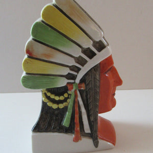  Porcelain SMOKING Head Ashtray and Match Holder by Schafer & Vater.  NATIVE AMERICAN CHIEF