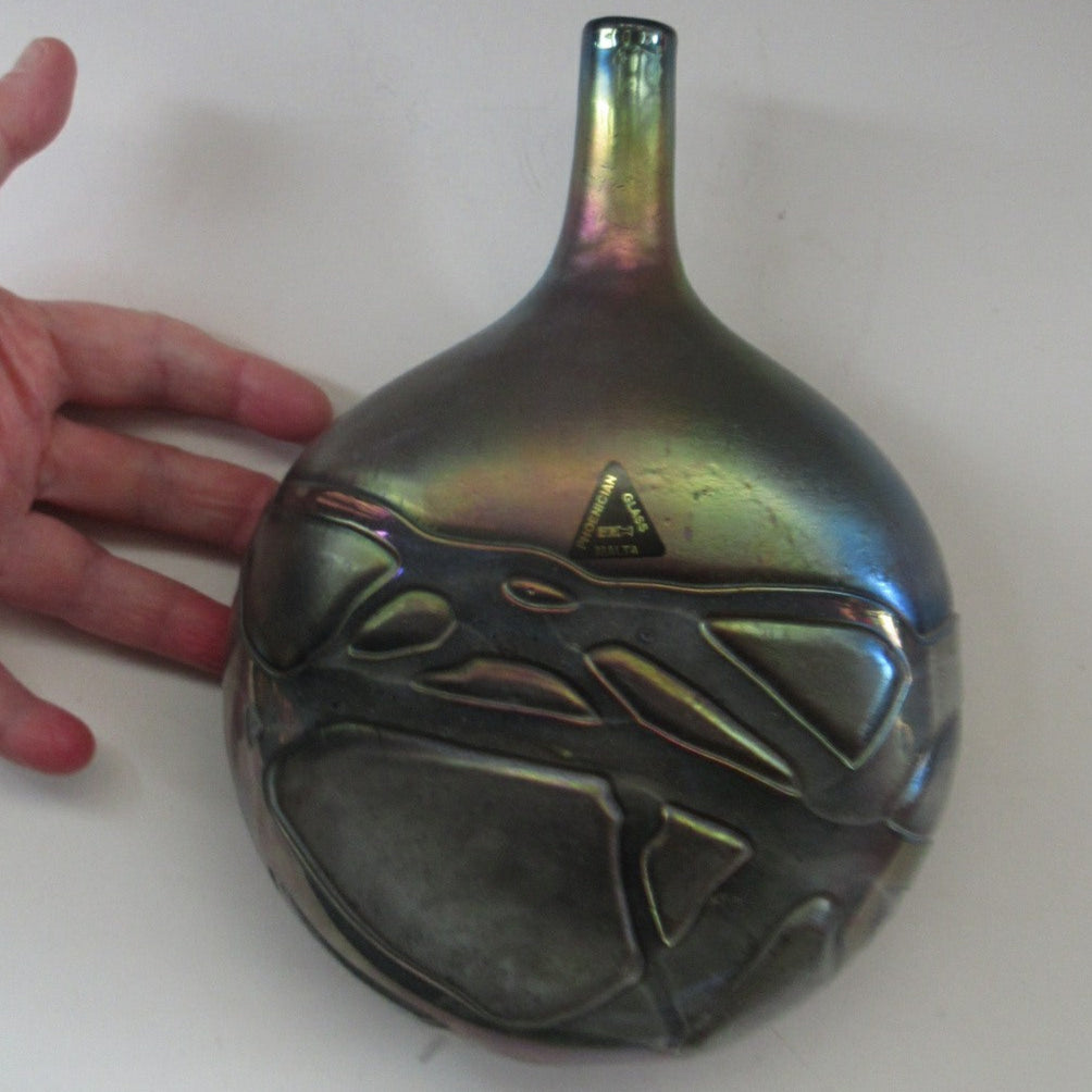 1980s Maltese Phoenician Glass Lollipop Vase