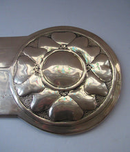 Load image into Gallery viewer, Antique Arts and Crafts Brass Wall Sconce with Candle Holder. Simple Sunflower Design
