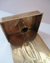 Load image into Gallery viewer, Antique Arts and Crafts Brass Wall Sconce with Candle Holder. Simple Sunflower Design
