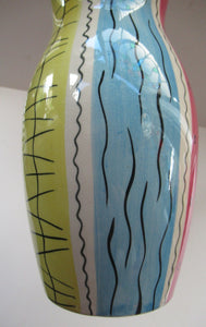 Pastel Stripes. 1950s 1950s Royal Norfolk Abstract Patterh Ceramic Vase 