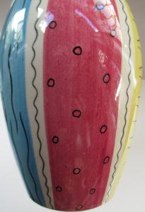 Pastel Stripes. 1950s 1950s Royal Norfolk Abstract Patterh Ceramic Vase 