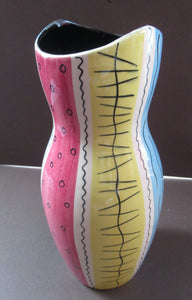 Pastel Stripes. 1950s 1950s Royal Norfolk Abstract Patterh Ceramic Vase 