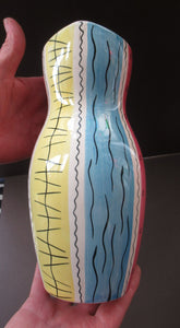 Pastel Stripes. 1950s 1950s Royal Norfolk Abstract Patterh Ceramic Vase 
