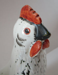 Antique VICTORIAN Staffordshire Flatback Rooster Figurine. Large Size. Late 19th Century