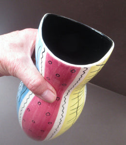 Pastel Stripes. 1950s 1950s Royal Norfolk Abstract Patterh Ceramic Vase 