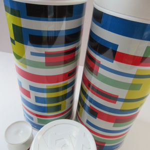 1960s VAX Thermos Flask or Vaccum Flask. Geometric Abstract Pattern