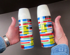 1960s VAX Thermos Flask or Vaccum Flask. Geometric Abstract Pattern