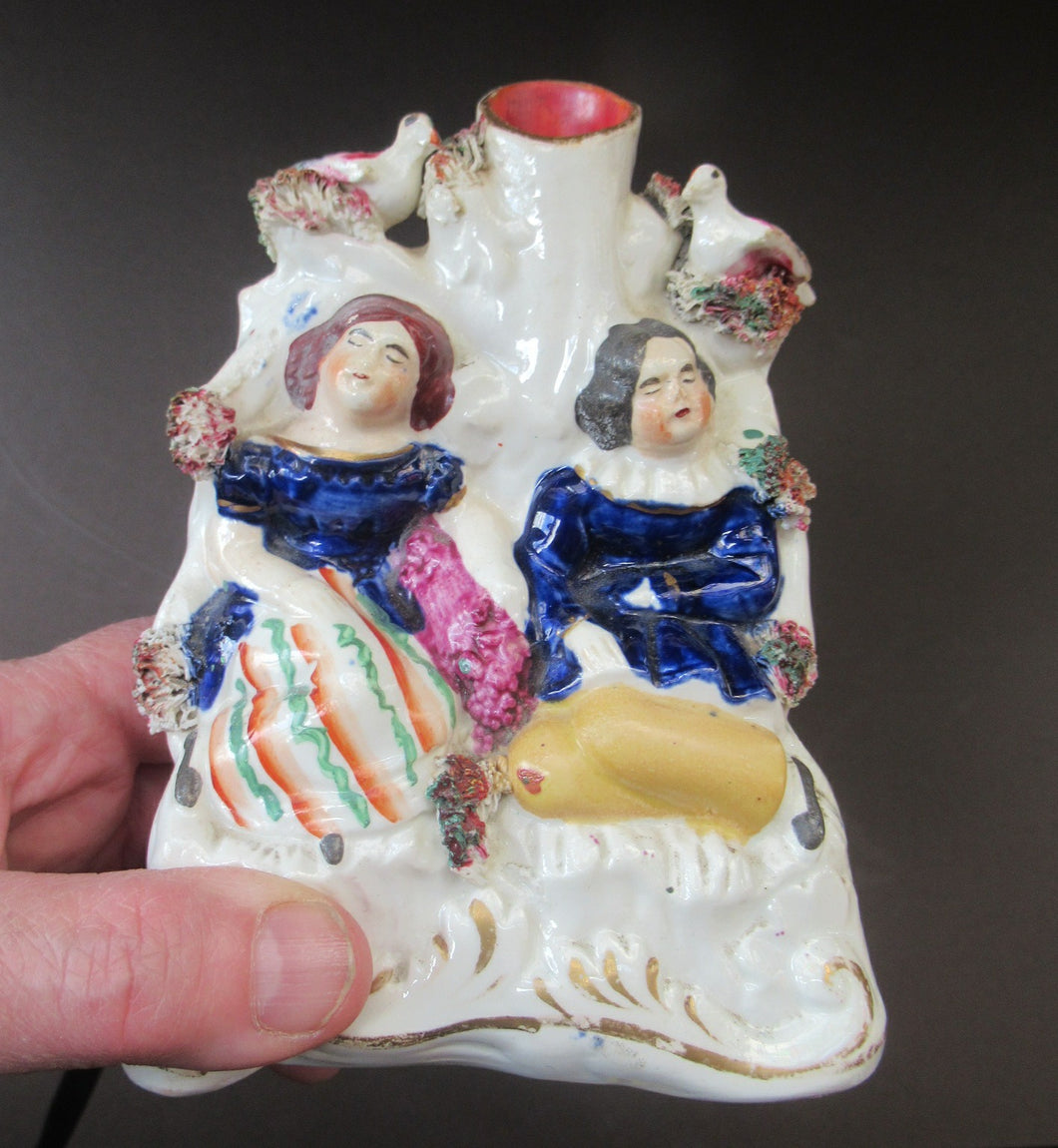 1850s Spill Vase of a Sleeping Couple with Birds in Nests