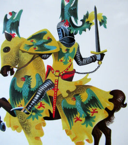 Vintage 1960s Decorative Tile Medieval Knights on Horseback