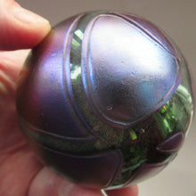 Load image into Gallery viewer, Iridescent 1990 Maltese Phoenician Glass Paperweight with Peacock Lustres
