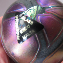 Load image into Gallery viewer, Iridescent 1990 Maltese Phoenician Glass Paperweight with Peacock Lustres
