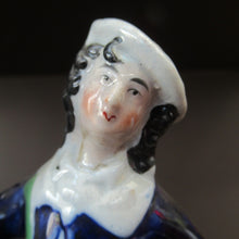 Load image into Gallery viewer, ANTIQUE Victorian Staffordshire Flatback Figurine. Miniature Example of a Man and Woman Gathering Wheat
