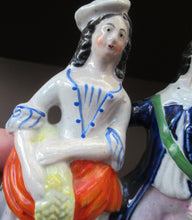 Load image into Gallery viewer, ANTIQUE Victorian Staffordshire Flatback Figurine. Miniature Example of a Man and Woman Gathering Wheat

