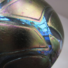 Load image into Gallery viewer, Iridescent 1990 Maltese Phoenician Glass Paperweight with Peacock Lustres
