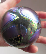 Load image into Gallery viewer, Iridescent 1990 Maltese Phoenician Glass Paperweight with Peacock Lustres

