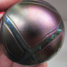 Load image into Gallery viewer, Iridescent 1990 Maltese Phoenician Glass Paperweight with Peacock Lustres
