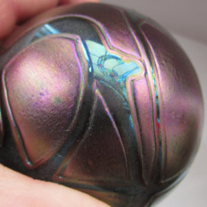 Iridescent 1990 Maltese Phoenician Glass Paperweight with Peacock Lustres
