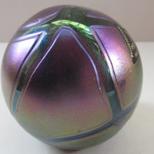 Load image into Gallery viewer, Iridescent 1990 Maltese Phoenician Glass Paperweight with Peacock Lustres
