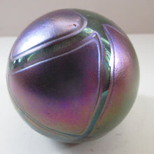 Load image into Gallery viewer, Iridescent 1990 Maltese Phoenician Glass Paperweight with Peacock Lustres
