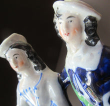 Load image into Gallery viewer, ANTIQUE Victorian Staffordshire Flatback Figurine. Miniature Example of a Man and Woman Gathering Wheat
