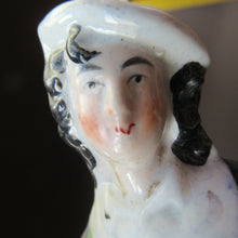 Load image into Gallery viewer, ANTIQUE Victorian Staffordshire Flatback Figurine. Miniature Example of a Man and Woman Gathering Wheat

