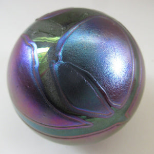 Iridescent 1990 Maltese Phoenician Glass Paperweight with Peacock Lustres