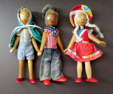 Load image into Gallery viewer, Set of Three Little Vintage 1950s WOODEN DOLLS. Made in Poland
