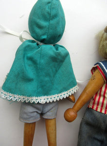 Set of Three Little Vintage 1950s WOODEN DOLLS. Made in Poland