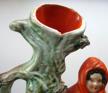 Load image into Gallery viewer, STAFFORDSHIRE Flatback Figurine / SPILL VASE. Victorian Depiction of Red Riding Hood and the Wolf
