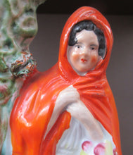 Load image into Gallery viewer, STAFFORDSHIRE Flatback Figurine / SPILL VASE. Victorian Depiction of Red Riding Hood and the Wolf
