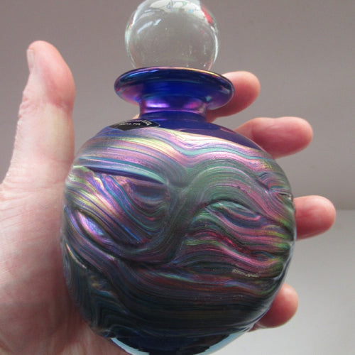 Vintage Maltese Glass Phoenician Peacock Lustre Perfume Bottle