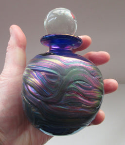 Vintage Maltese Glass Phoenician Peacock Lustre Perfume Bottle