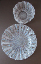 Load image into Gallery viewer, Vintage Venetian / Salviati Murano Glass Latticino Zanfirico Glass Finger Bowl &amp; Saucer; Gold Inclusions. Both with Frilled Edges
