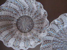 Load image into Gallery viewer, Vintage Venetian / Salviati Murano Glass Latticino Zanfirico Glass Finger Bowl &amp; Saucer; Gold Inclusions. Both with Frilled Edges
