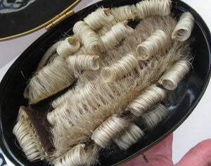 Scottish Solicitor's or Barristers 1980s Horsehair Wig and Metal Wig Box
