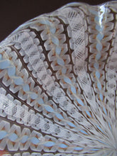 Load image into Gallery viewer, Vintage Venetian / Salviati Murano Glass Latticino Zanfirico Glass Finger Bowl &amp; Saucer; Gold Inclusions. Both with Frilled Edges
