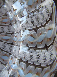 Vintage Venetian / Salviati Murano Glass Latticino Zanfirico Glass Finger Bowl & Saucer; Gold Inclusions. Both with Frilled Edges
